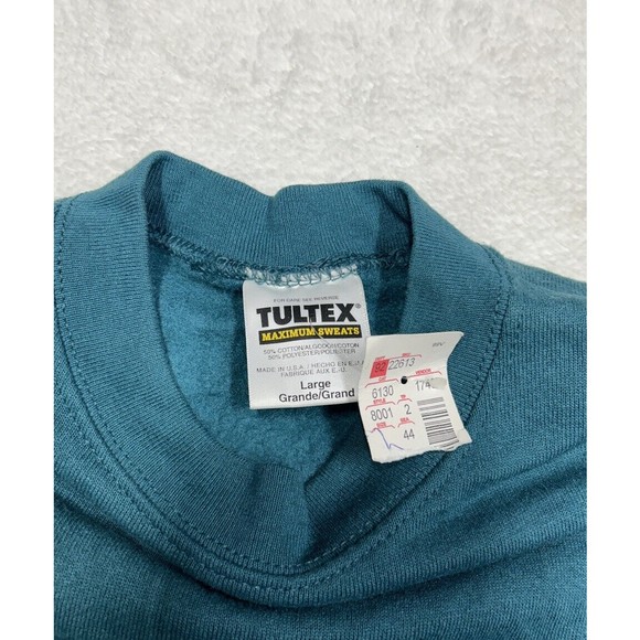 Vintage 90s Green Blank Sweatshirt Crewneck Faded Heavyweight Men’s Size Large - Picture 4 of 11